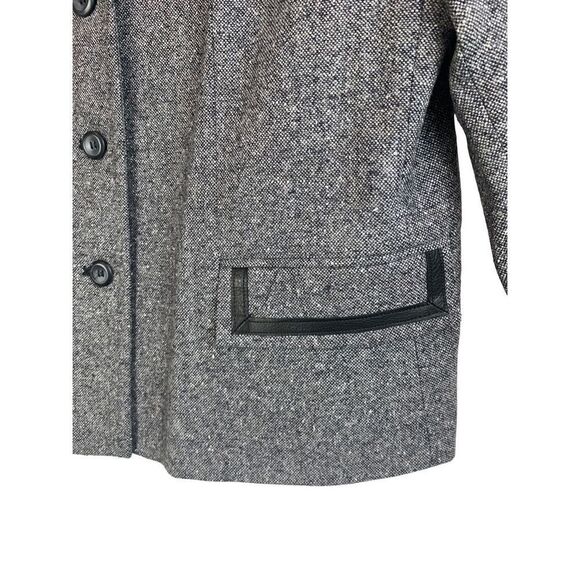 NWT Pendleton Gray Tweed Wool Silk Leather Blazer Jacket Plus Size 16 - Picture 5 of 12
